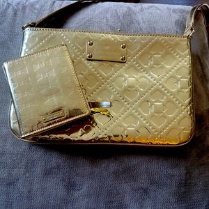 Kate Spade “Toni” gold purse and wallet
